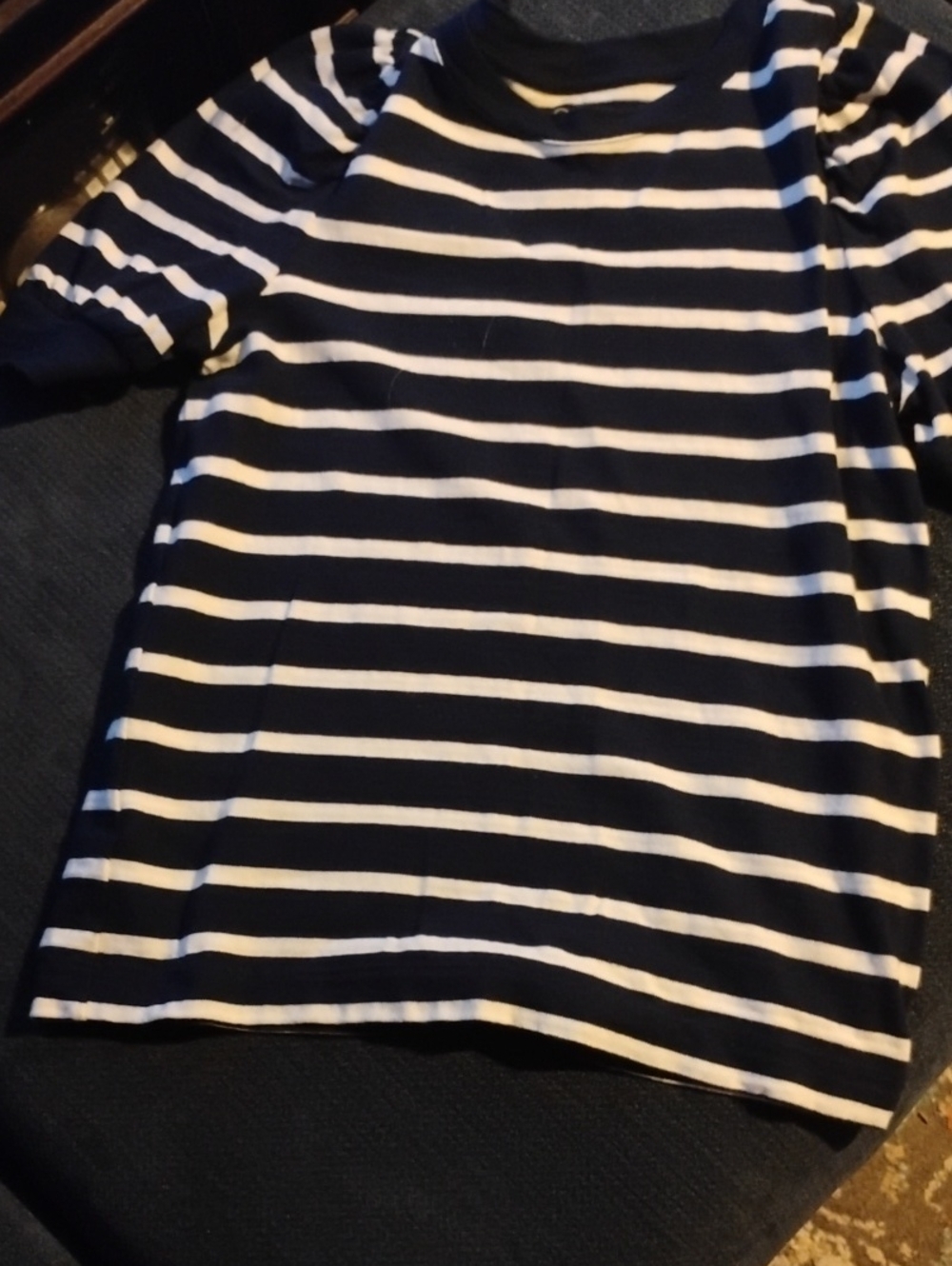 LOFT Navy and White Striped Short Sleeve Tee